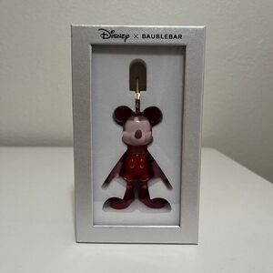 Disney x Baublebar Mickey Mouse Bag Purse Charm Pink and Red Enamel Keychain NEW